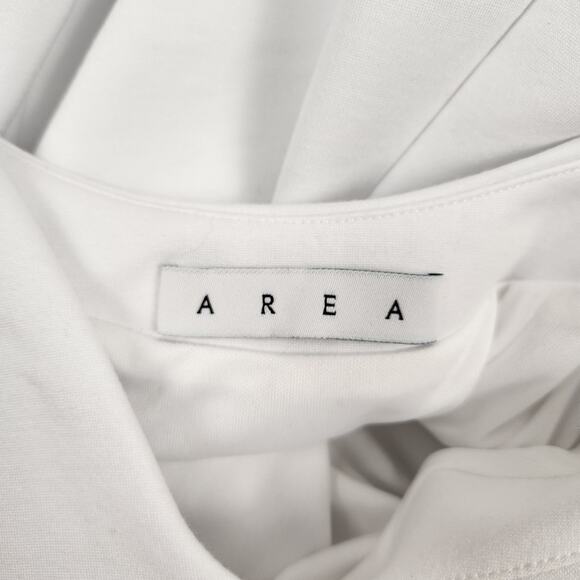 AREA Grape Cluster Dress in White Sleeveless Beaded Straps Medium Mini Deep V - Picture 11 of 14